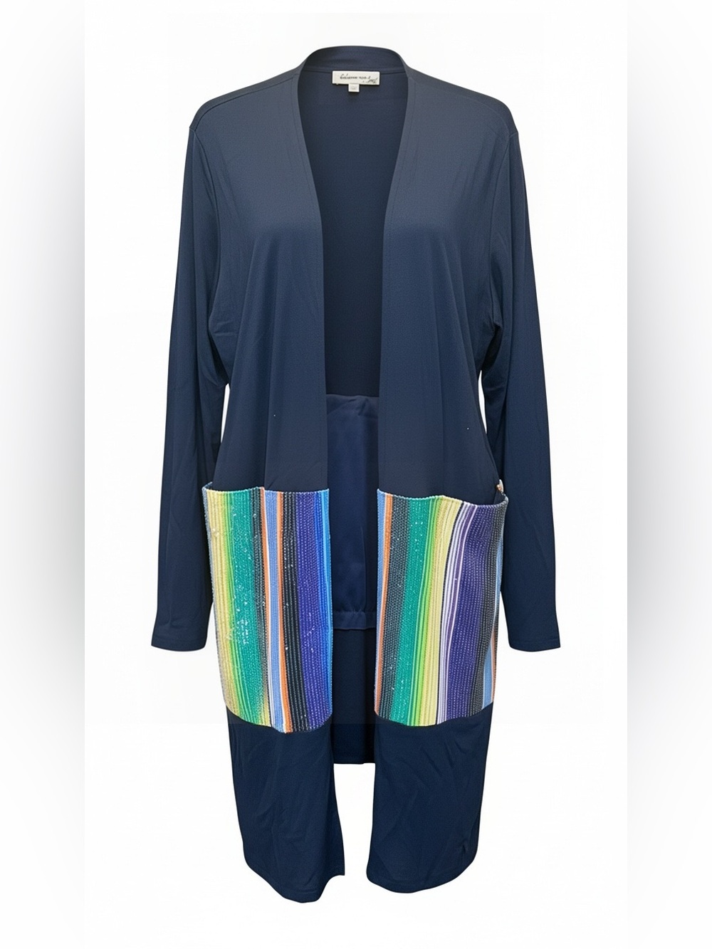 Navy Women’s Southern Stitch cardigan Multicolor Stripe w/sequins - Size S/M